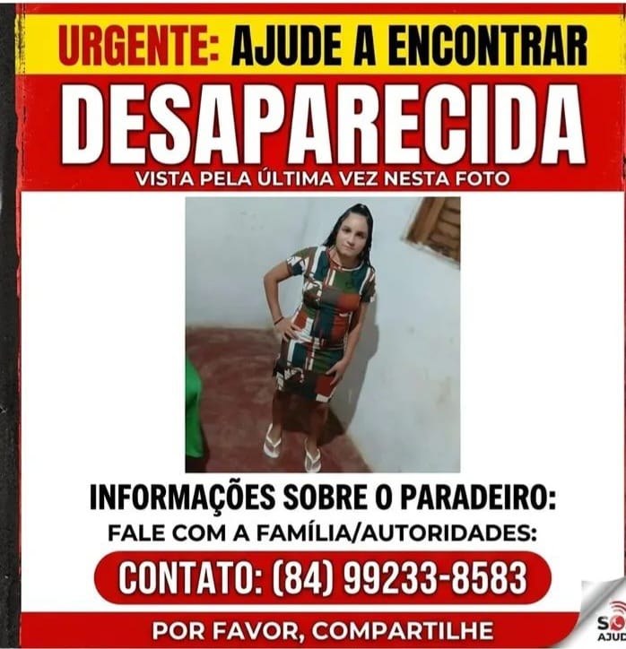 Jovem Maria Vit&oacute;ria est&aacute; desaparecida desde ontem em Jo&atilde;o C&acirc;mara; fam&iacute;lia  pede ajuda para encontr&aacute;-la.
